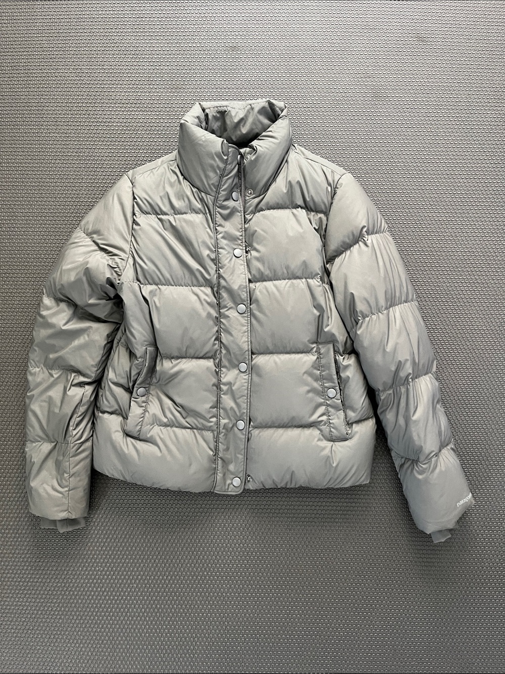 Patagonia Light Gray Quilted Down Jacket